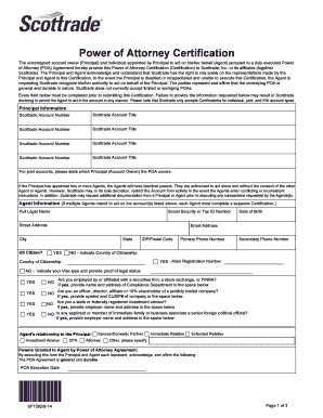 Power of Attorney Certification for Scottrade