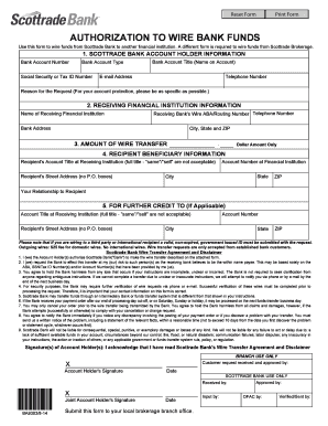 Scottrade Bank Wire Transfer Authorization
