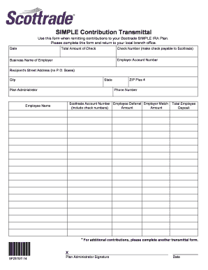 SIMPLE IRA Contribution Transmittal Form