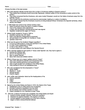 Texas History Quiz