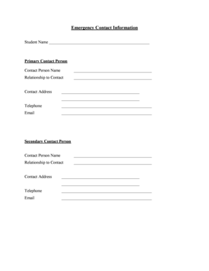 Emergency Contact Information Form