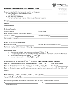 Payment & Performance Bond Request Form
