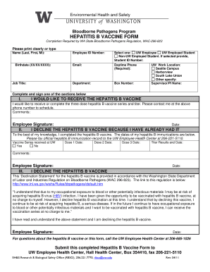 Hepatitis B Vaccine Form
