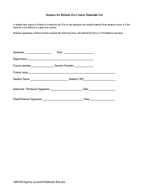 Request for Refund of a Course Materials Fee