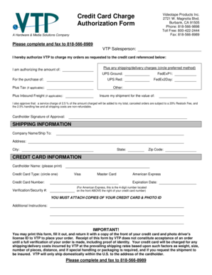 Credit Card Authorization Form
