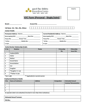 KYC Form for Personal and Corporate Customers