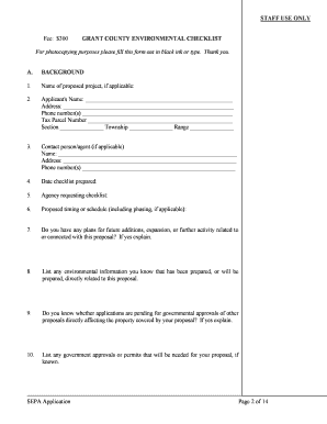Washington State Environmental Checklist