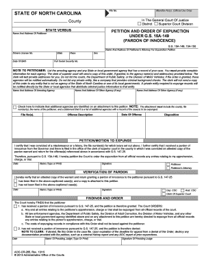 North Carolina Expunction Petition