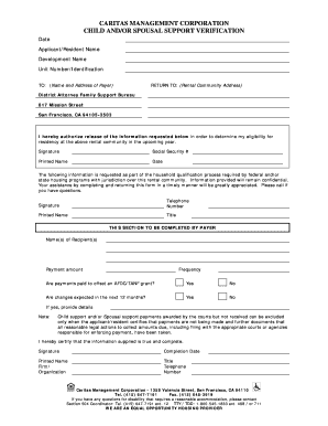 Child and Spousal Support Verification Form