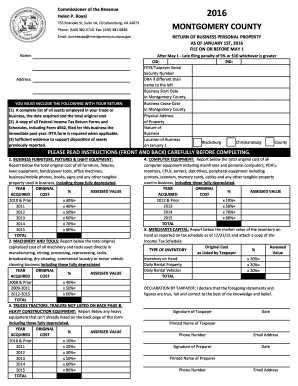 Montgomery County Business Personal Property Return