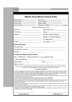 Marlin Cove Resort Guest Folio