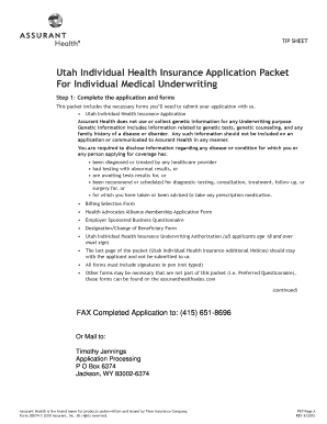 Utah Individual Health Insurance Application