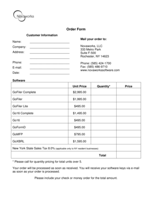 Order Form for Software Purchase