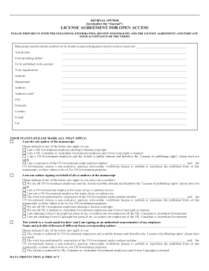 Journal Owner License Agreement for Open Access