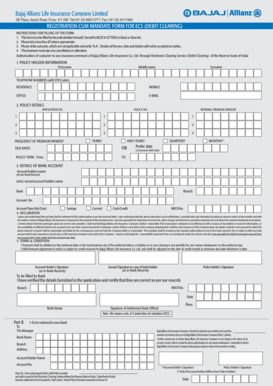 Bajaj Allianz Life Insurance ECS Debit Mandate Form