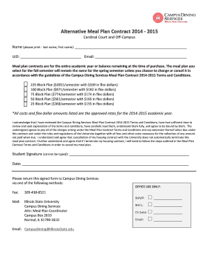 Meal Plan Contract 2014-2015