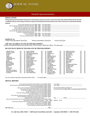 Dental Medical History Form