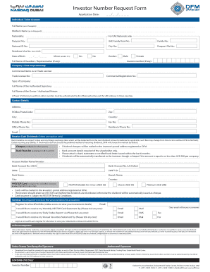 Investor Number Request Form