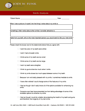 Dental Smile Assessment Form