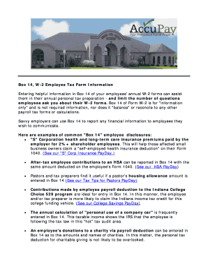 W-2 Box 14 Employee Tax Form Information