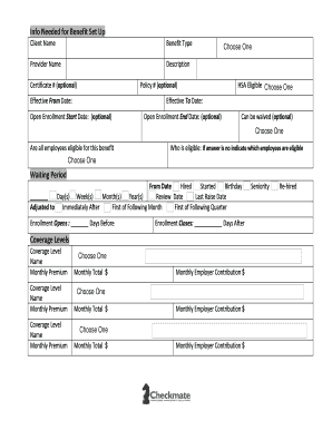 Employee Benefits Setup Form