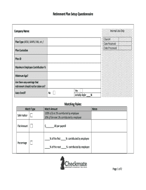 Retirement Plan Setup Questionnaire
