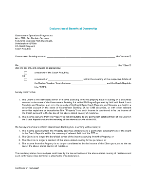 Declaration of Beneficial Ownership