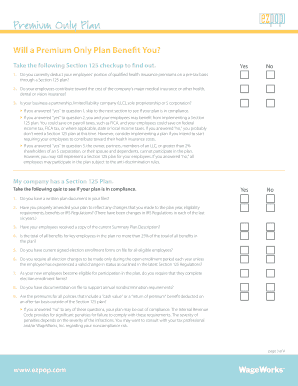 Premium Only Plan Application