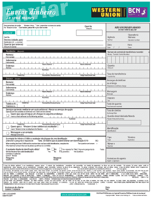 Formulário de Transferência Monetária Western Union