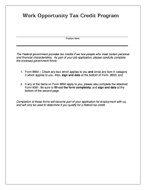 Work Opportunity Tax Credit Program Application