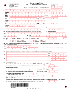 Louisiana Employer Application for Unemployment Insurance