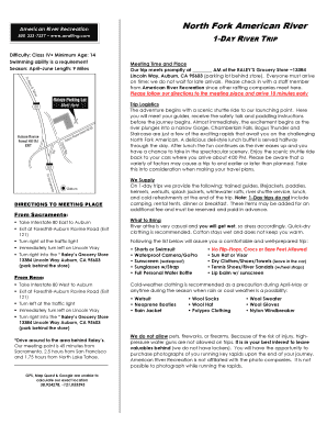 North Fork American River Rafting Trip Agreement