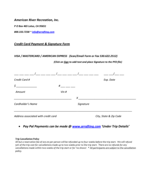 Credit Card Payment and Signature Form