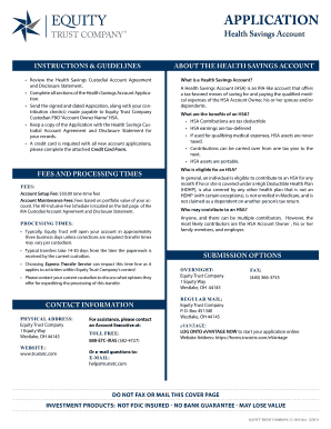 Health Savings Account Application