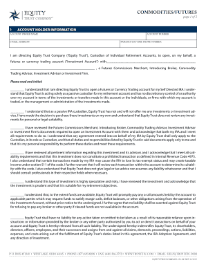 Self Directed IRA Futures Trading Account Application