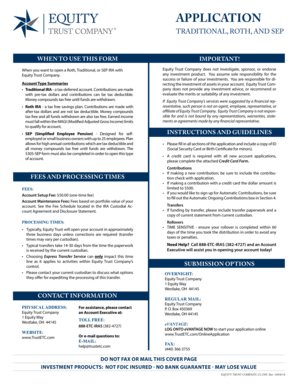Traditional, Roth, or SEP IRA Application Form