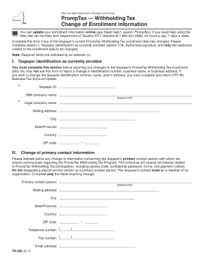 New York PrompTax Withholding Tax Change Form