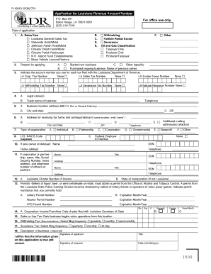 Louisiana Revenue Account Number Application