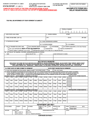 Vermont Employer Status Report Form C-1