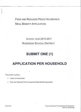 Free and Reduced Price School Meal Application