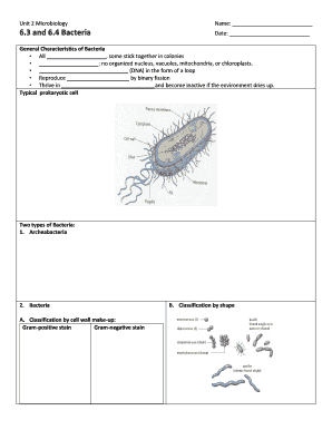 Microbiology Bacteria Study Form