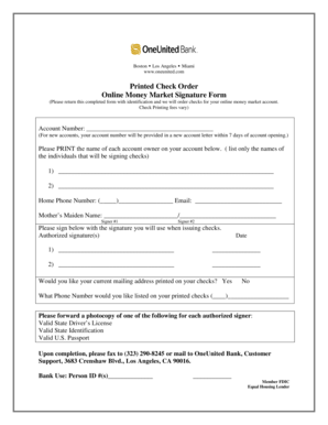 Online Money Market Signature Form