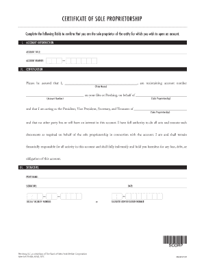 Certificate of Sole Proprietorship