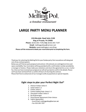 Melting Pot Party Planner Agreement