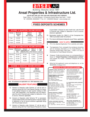 Ansal Fixed Deposit Application Form