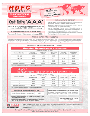 HDFC Variable Rate Deposit Form