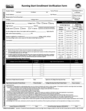 Running Start Enrollment Verification Form