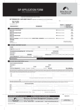SIP Application Form for ECS Debit
