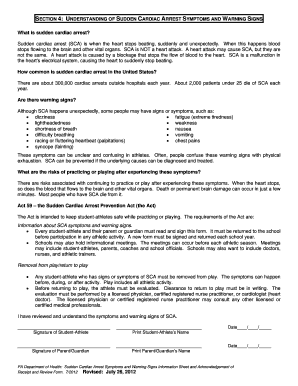 Sudden Cardiac Arrest Prevention Act Form