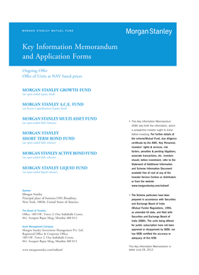 Morgan Stanley Mutual Fund Application Form